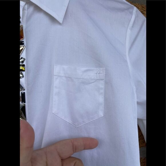 Elizabeth and james button down rhinestone blouse small - Picture 3 of 12